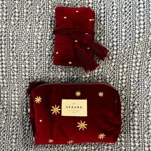 New Sezane mini jewelry wrap and beauty bag set